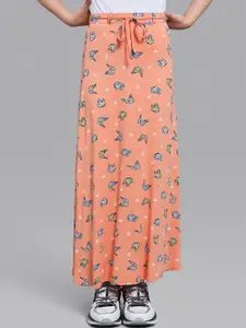 Beverly Hills Polo Club Girls Coral Pink Printed & Knitted Aox Skirts