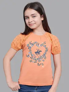 Beverly Hills Polo Club Girls Coral Floral Printed T-shirt