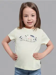 Beverly Hills Polo Club Girls Yellow Typography Printed T-shirt