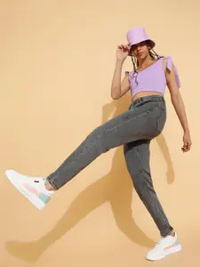 Belliskey Women Charcoal Slim Fit High-Rise Heavy Fade Stretchable Jeans