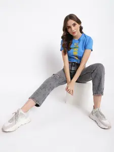 Belliskey Women Charcoal Relaxed Fit High-Rise Mildly Distressed Non Stretchable Jeans