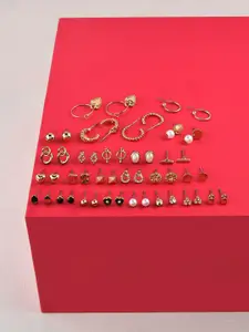 AMI Set Of 25 Gold Tone Contemporary Studs, Drop & Semi-Hoop Earrings