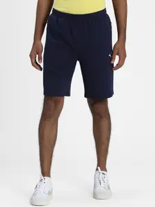 Puma Men Navy Blue Solid Cotton Slim-Fit Shorts