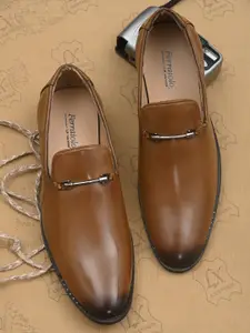 Ferraiolo Men Tan Solid Formal Slip On Shoes