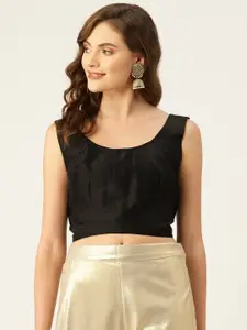 Studio Shringaar Women Black Solid Saree Blouse