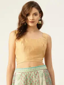 Studio Shringaar Golden Solid Sleeveless Saree Blouse