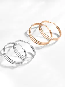 Unwind by Yellow Chimes Gold-Toned Contemporary Hoop Earrings