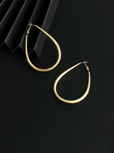 Unwind by Yellow Chimes Gold-Toned Contemporary Hoop Earrings