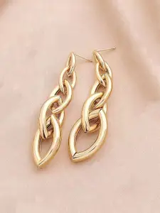 Unwind by Yellow Chimes Gold-Toned Contemporary Drop Earrings