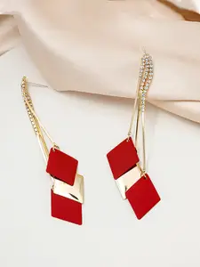 Unwind by Yellow Chimes Red Contemporary Drop Earrings