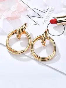 Unwind by Yellow Chimes Gold-Toned Contemporary Drop Earrings