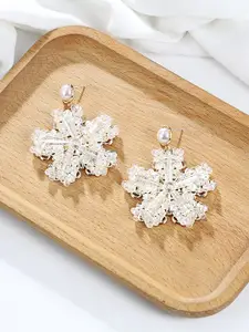 Unwind by Yellow Chimes White Contemporary Drop Earrings