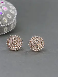 I Jewels Rose Gold-Plated Circular Studs