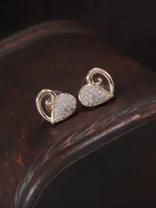 I Jewels Rose Gold-Plated Heart Shaped Studs
