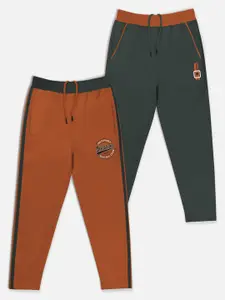 HELLCAT Boys Rust & Green Solid Track Pants