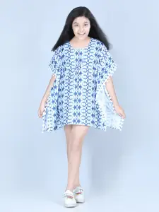 StyleStone Blue & light cyan Kaftan Mini Dress