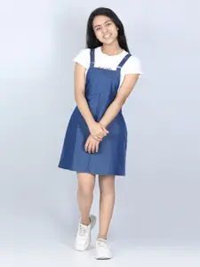 StyleStone Blue Denim Pinafore Dress