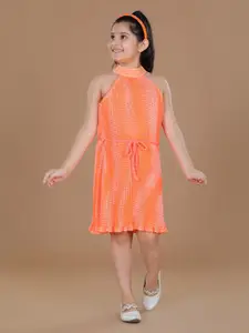 StyleStone Orange & light salmon Crepe A-Line Dress