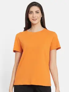 UNMADE Women Orange Organic Cotton T-shirt