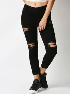LOVEGEN Women Black Paris Skinny Fit Highly Distressed Stretchable Jeans