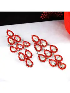 Fashion Frill Red Contemporary Studs Earrings