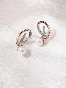 Voylla Rose Gold Contemporary Studs Earrings