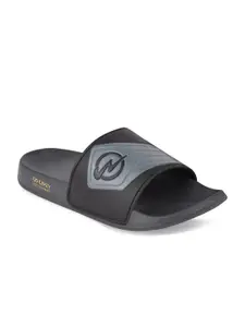 Campus Men Grey Melange Printed Rubber Sliders