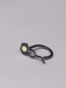Voylla Rhodium-Plated Black & Yellow Finger Ring