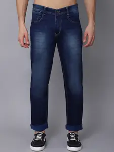 Rodamo Men Blue Straight Fit Heavy Fade Stretchable Jeans