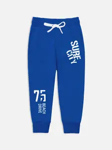 Miss & Chief Boys Blue Printed Pure Cotton Track Pants