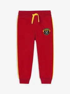 Miss & Chief Boys Red Solid Pure Cotton Joggers