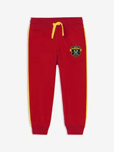 Miss & Chief Boys Red Solid Pure Cotton Track Pants