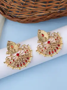 ANIKAS CREATION Red Contemporary Studs Earrings