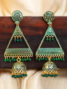 ANIKAS CREATION Green Contemporary Jhumkas Earrings