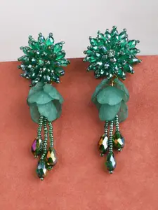 Bhana Fashion Green Contemporary Drop Earrings