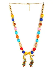 AKSHARA Gold-Toned & Red German Silver Gold-Plated Handcrafted Necklace