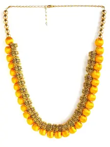 AKSHARA Gold-Toned & Yellow German Silver Gold-Plated Handcrafted Necklace