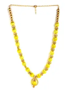 AKSHARA Gold-Toned & Yellow German Silver Gold-Plated Handcrafted Necklace
