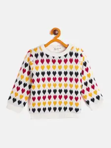 JWAAQ Girls Multicoloured & White Printed Pullover