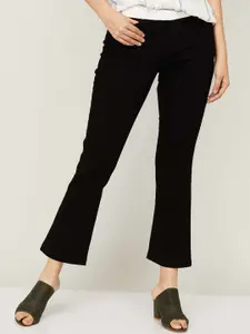 Xpose Women Black Comfort Bootcut High-Rise Slash Knee Stretchable Jeans