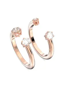 SWAROVSKI Rose Gold-Plated White Crystal Studded Finger Ring