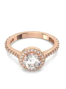 SWAROVSKI Rose Gold-Plated White Crystal Studded Ring