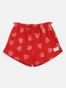 Lil Tomatoes Girls Red Printed Outdoor Shorts