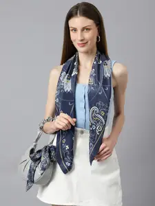 Tossido Women Blue & Grey Printed Scarf