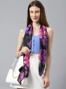 Tossido Women Black & Purple Printed Scarf