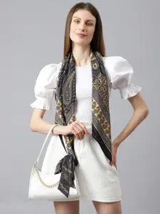 Tossido Women Black & Beige Printed Scarf