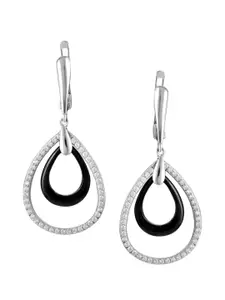 ZILVER Silver-Plated White CZ Studded Pendant Earring Set