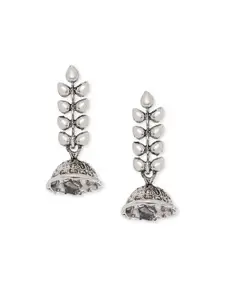 Mahi Silver-Toned Contemporary Studs Earrings