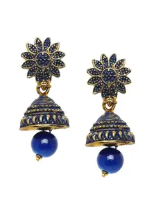 Mahi Blue Contemporary Jhumkas Earrings