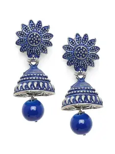 Mahi Blue Contemporary Jhumkas Earrings